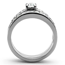 Load image into Gallery viewer, TK1321 - High polished (no plating) Stainless Steel Ring with AAA Grade CZ  in Clear