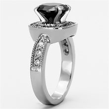Load image into Gallery viewer, TK1322 - High polished (no plating) Stainless Steel Ring with AAA Grade CZ  in Black Diamond