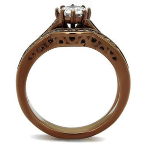TK1330LC - IP Coffee light Stainless Steel Ring with AAA Grade CZ  in Clear