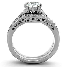 Load image into Gallery viewer, TK1330 - High polished (no plating) Stainless Steel Ring with AAA Grade CZ  in Clear