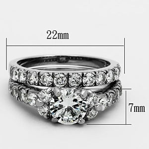 TK1331 - High polished (no plating) Stainless Steel Ring with AAA Grade CZ  in Clear