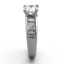 Load image into Gallery viewer, TK1332 - High polished (no plating) Stainless Steel Ring with AAA Grade CZ  in Clear