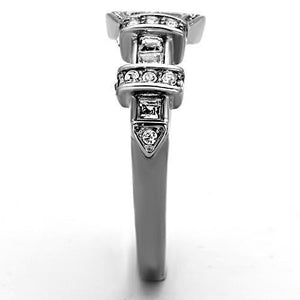 TK1334 - High polished (no plating) Stainless Steel Ring with Top Grade Crystal  in Clear