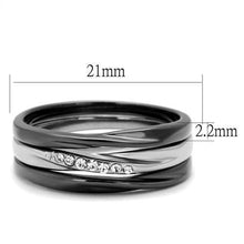 Load image into Gallery viewer, TK1340PJ - Two Tone IP Light Black (IP Gun) Stainless Steel Ring with Top Grade Crystal  in Clear