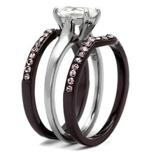 Load image into Gallery viewer, TK1344PC - Two Tone IP Dark Brown (IP coffee) Stainless Steel Ring with AAA Grade CZ  in Clear