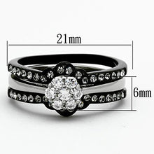 Load image into Gallery viewer, TK1345 - Two-Tone IP Black Stainless Steel Ring with AAA Grade CZ  in Clear