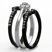 Load image into Gallery viewer, TK1345 - Two-Tone IP Black Stainless Steel Ring with AAA Grade CZ  in Clear