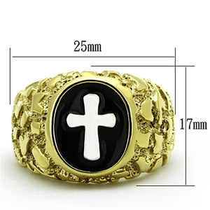 TK1358 - Two-Tone IP Gold (Ion Plating) Stainless Steel Ring with No Stone