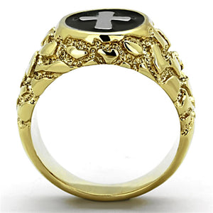 TK1358 - Two-Tone IP Gold (Ion Plating) Stainless Steel Ring with No Stone