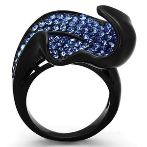 TK1362 - IP Black(Ion Plating) Stainless Steel Ring with Top Grade Crystal  in Sapphire