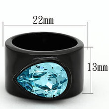 Load image into Gallery viewer, TK1363 - IP Black(Ion Plating) Stainless Steel Ring with Top Grade Crystal  in Light Sapphire