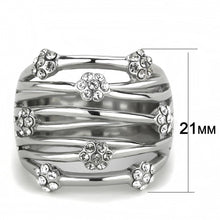 Load image into Gallery viewer, TK1372 - High polished (no plating) Stainless Steel Ring with Top Grade Crystal  in Clear