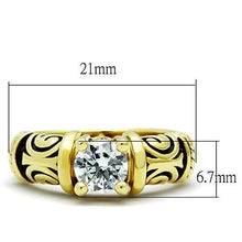 Load image into Gallery viewer, TK1377 - IP Gold(Ion Plating) Stainless Steel Ring with AAA Grade CZ  in Clear