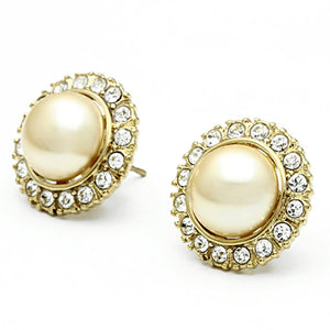 TK1381 - IP Gold(Ion Plating) Stainless Steel Earrings with Synthetic Pearl in Citrine Yellow