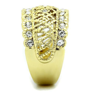 TK1393 - IP Gold(Ion Plating) Stainless Steel Ring with Top Grade Crystal  in Clear