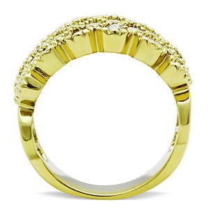 TK1394 - IP Gold(Ion Plating) Stainless Steel Ring with Top Grade Crystal  in Clear