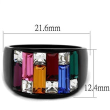 Load image into Gallery viewer, TK1397J - IP Black(Ion Plating) Stainless Steel Ring with Top Grade Crystal  in Multi Color