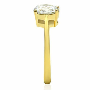 TK1405 - IP Gold(Ion Plating) Stainless Steel Ring with AAA Grade CZ  in Clear