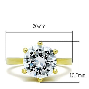 TK1407 - IP Gold(Ion Plating) Stainless Steel Ring with AAA Grade CZ  in Clear