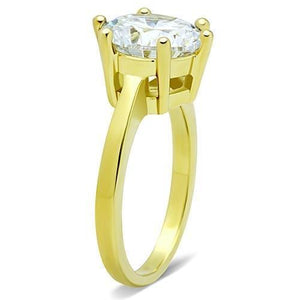 TK1407 - IP Gold(Ion Plating) Stainless Steel Ring with AAA Grade CZ  in Clear