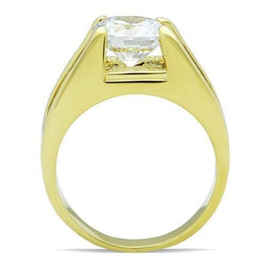 TK1411 - IP Gold(Ion Plating) Stainless Steel Ring with AAA Grade CZ  in Clear