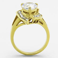 Load image into Gallery viewer, TK1412 - IP Gold(Ion Plating) Stainless Steel Ring with AAA Grade CZ  in Clear
