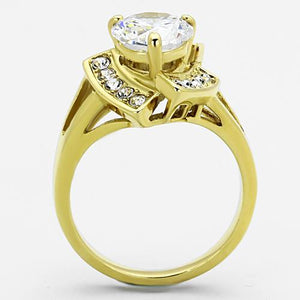 TK1412 - IP Gold(Ion Plating) Stainless Steel Ring with AAA Grade CZ  in Clear