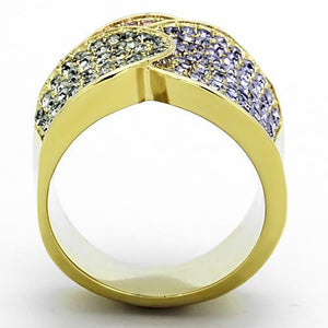 TK1420 - IP Gold(Ion Plating) Stainless Steel Ring with Top Grade Crystal  in Multi Color