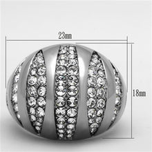 Load image into Gallery viewer, TK1430 - High polished (no plating) Stainless Steel Ring with Top Grade Crystal  in Clear