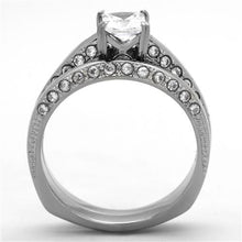 Load image into Gallery viewer, TK1435 - High polished (no plating) Stainless Steel Ring with AAA Grade CZ  in Clear