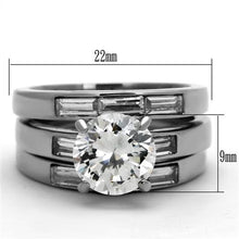 Load image into Gallery viewer, TK1436 - High polished (no plating) Stainless Steel Ring with AAA Grade CZ  in Clear