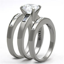 Load image into Gallery viewer, TK1436 - High polished (no plating) Stainless Steel Ring with AAA Grade CZ  in Clear