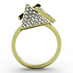 TK1485 - IP Gold(Ion Plating) Stainless Steel Ring with Top Grade Crystal  in Clear