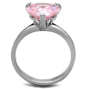 TK1513 - High polished (no plating) Stainless Steel Ring with AAA Grade CZ  in Rose