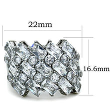 Load image into Gallery viewer, TK1522 - High polished (no plating) Stainless Steel Ring with AAA Grade CZ  in Clear