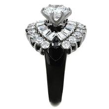 Load image into Gallery viewer, TK1523 - Two-Tone IP Black Stainless Steel Ring with AAA Grade CZ  in Clear
