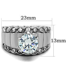 Load image into Gallery viewer, TK1524 - High polished (no plating) Stainless Steel Ring with AAA Grade CZ  in Clear