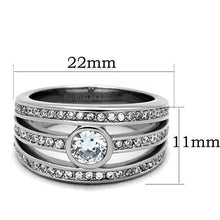 Load image into Gallery viewer, TK1525 - High polished (no plating) Stainless Steel Ring with AAA Grade CZ  in Clear