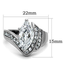 Load image into Gallery viewer, TK1526 - High polished (no plating) Stainless Steel Ring with AAA Grade CZ  in Clear