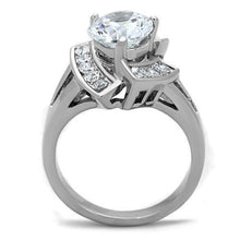 Load image into Gallery viewer, TK1528 - High polished (no plating) Stainless Steel Ring with AAA Grade CZ  in Clear