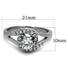 Load image into Gallery viewer, TK1529 - High polished (no plating) Stainless Steel Ring with AAA Grade CZ  in Clear