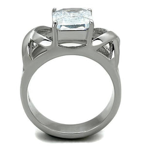 TK1530 - High polished (no plating) Stainless Steel Ring with AAA Grade CZ  in Clear