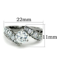 Load image into Gallery viewer, TK1533 - High polished (no plating) Stainless Steel Ring with AAA Grade CZ  in Clear