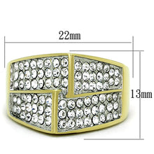 Load image into Gallery viewer, TK1550 - Two-Tone IP Gold (Ion Plating) Stainless Steel Ring with Top Grade Crystal  in Clear