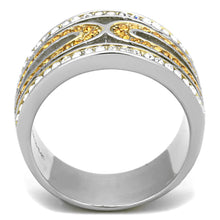 Load image into Gallery viewer, TK1555 - Two-Tone IP Gold (Ion Plating) Stainless Steel Ring with Top Grade Crystal  in Topaz