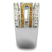 Load image into Gallery viewer, TK1555 - Two-Tone IP Gold (Ion Plating) Stainless Steel Ring with Top Grade Crystal  in Topaz