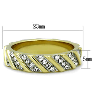 TK1557 - Two-Tone IP Gold (Ion Plating) Stainless Steel Ring with Top Grade Crystal  in Clear
