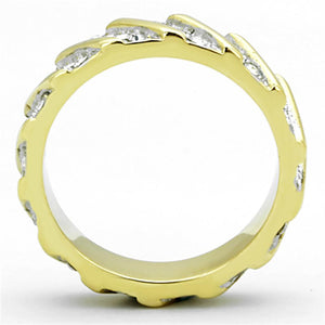 TK1557 - Two-Tone IP Gold (Ion Plating) Stainless Steel Ring with Top Grade Crystal  in Clear