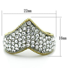 Load image into Gallery viewer, TK1562 - Two-Tone IP Gold (Ion Plating) Stainless Steel Ring with Top Grade Crystal  in Clear
