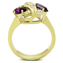 Load image into Gallery viewer, TK1567 - IP Gold(Ion Plating) Stainless Steel Ring with Top Grade Crystal  in Amethyst
